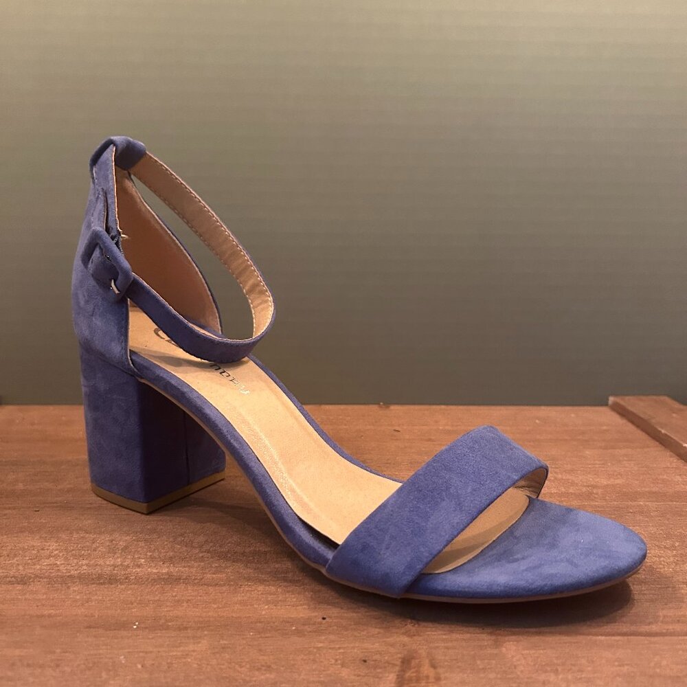 CL by Laundry Womens Blue Open Toe Block 3" Heel Pumps Size 9.5M